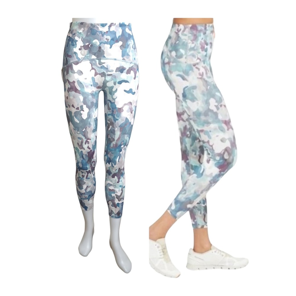 SPANX Active Printed ⅞ Leggings Size Medium Painted Camo Pink Multicolor 50209R